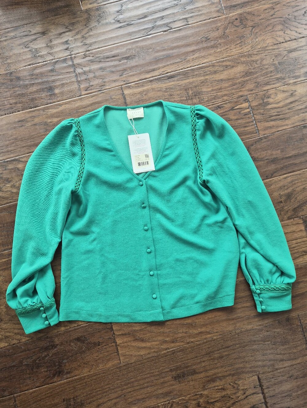 *NWT* [Sezane] Ella Blouse In Green, Size 38/6 - Picture 2 of 9